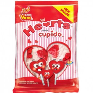 VERO RED HEARTS LOLLI POP 48PC